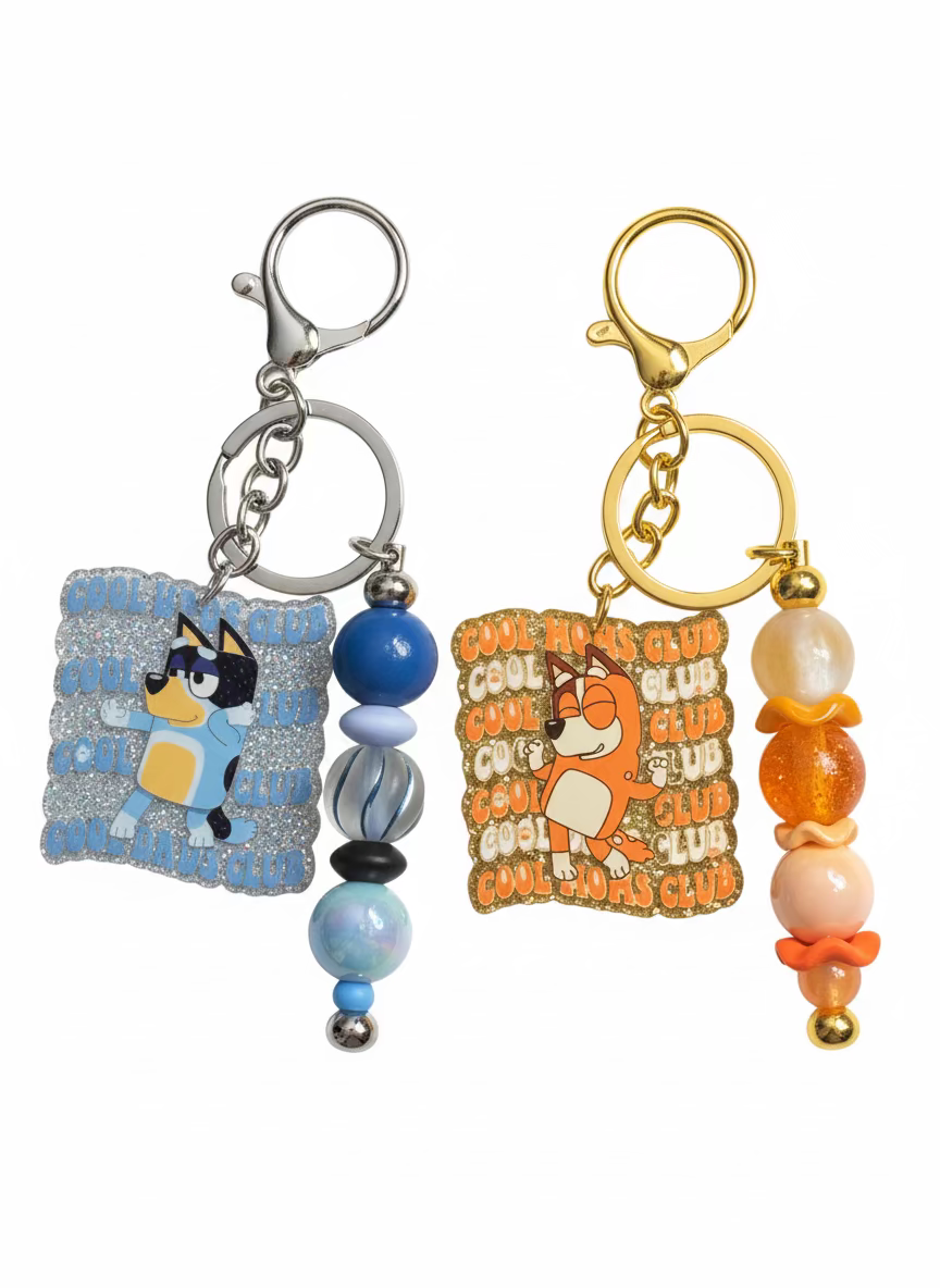 Bluey Mom and Dad Inspired Keychains
