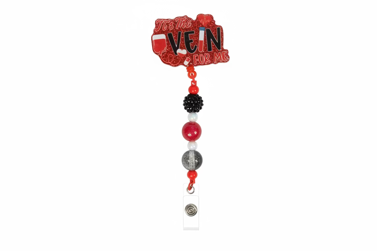 Phlebotomy Beaded Badge Reel