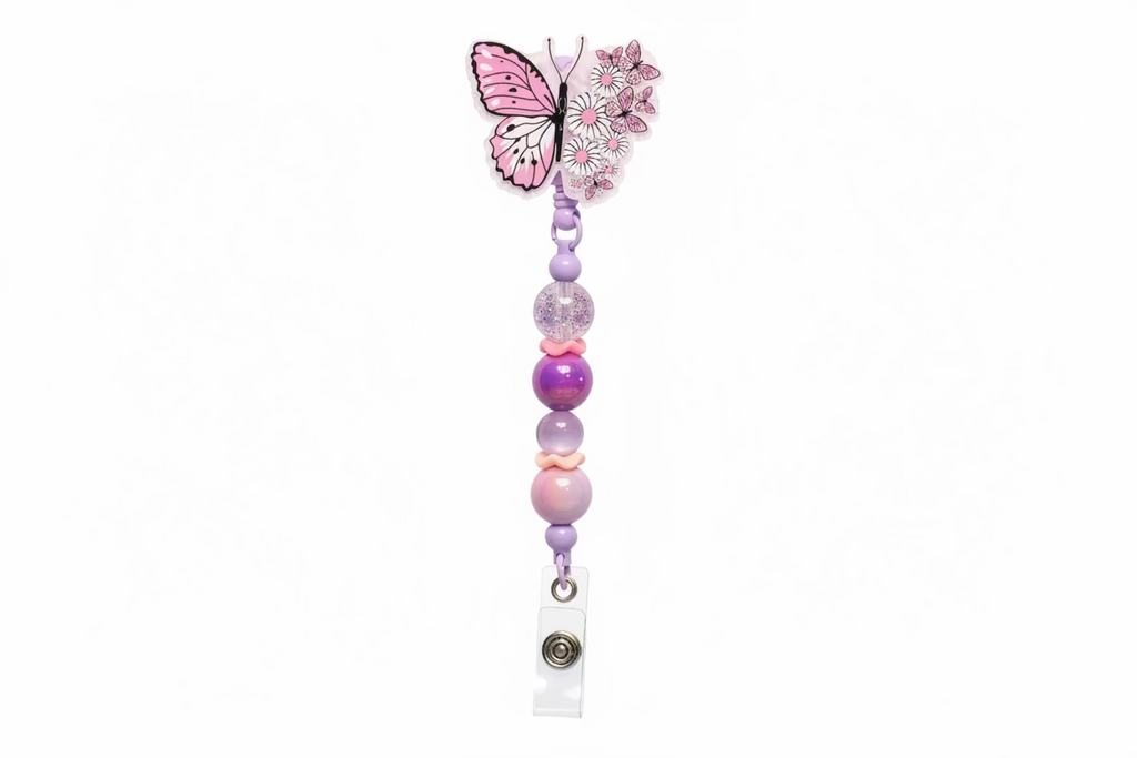 Butterfly Beaded Badge Reel