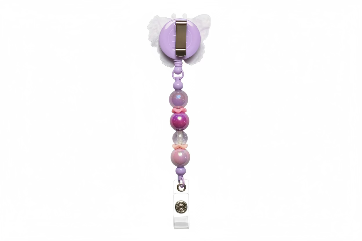 Butterfly Beaded Badge Reel