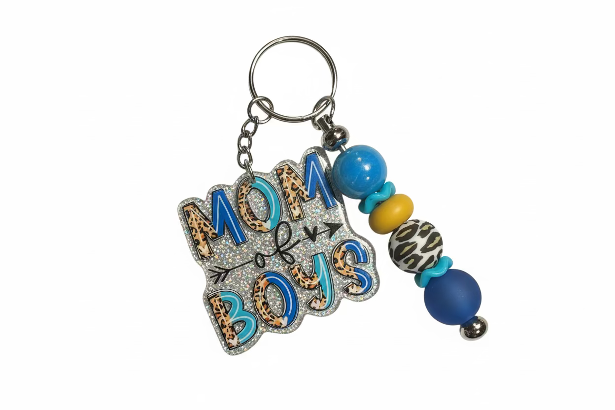 Mom of Boys Keychain