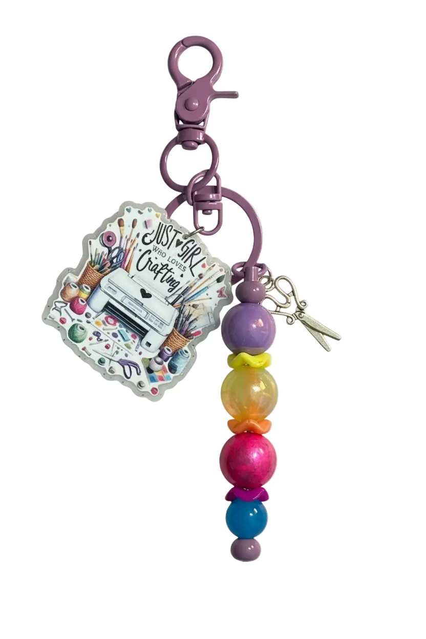 Just A Girl Who Loves Crafting Keychain