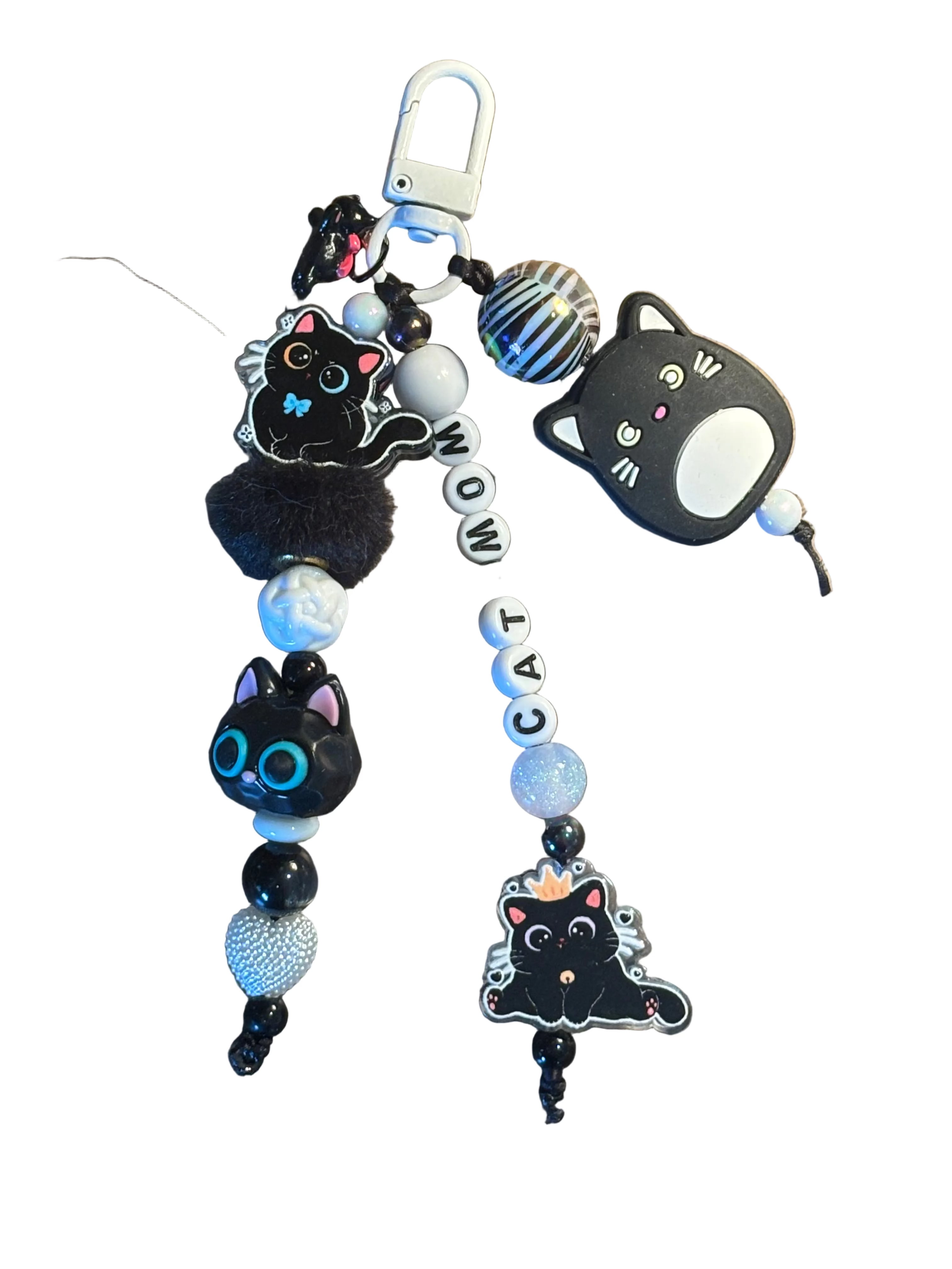 Black Cat Inspired Junk Keychain